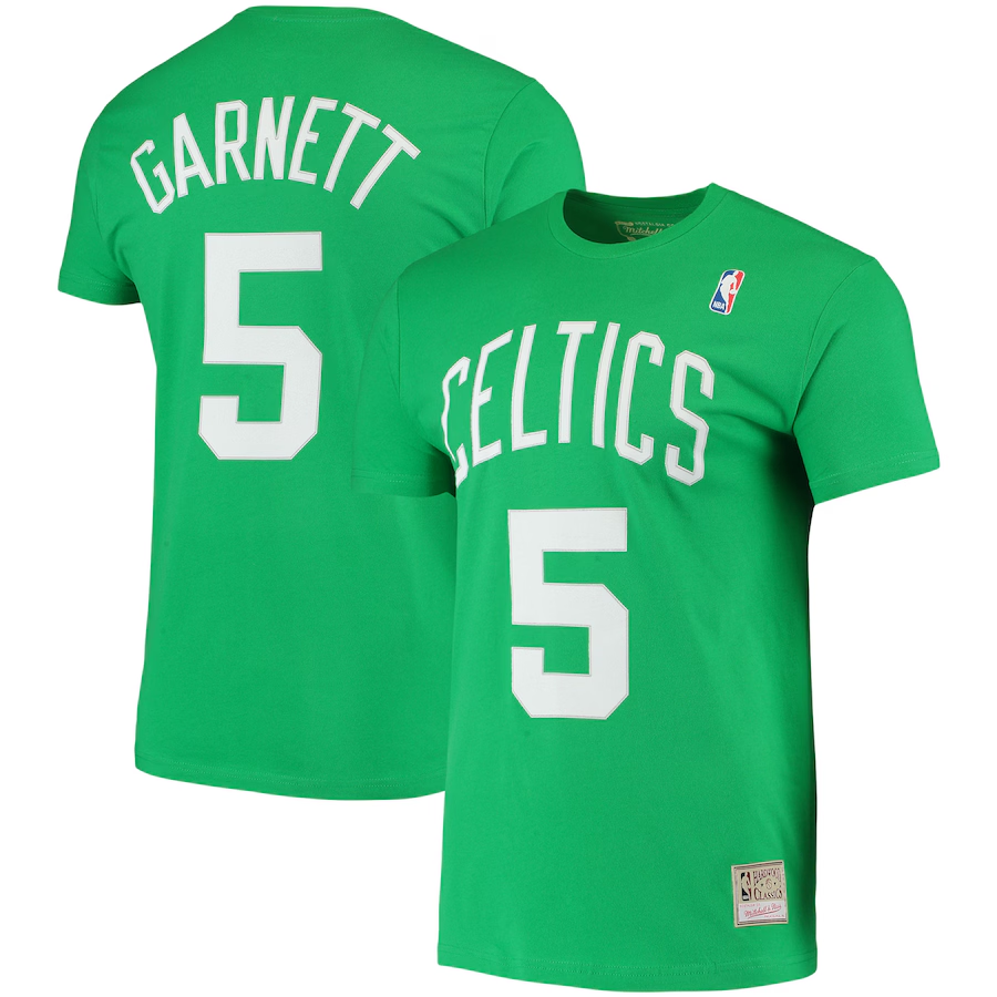 Men NBA Boston Celtics #5 Garnett green T shirt